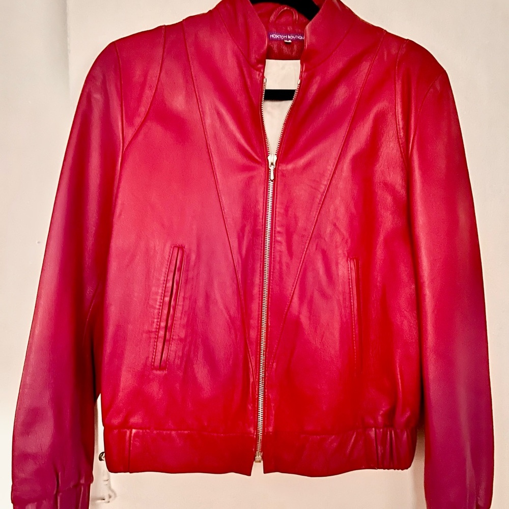 Hoxton Boutique Vibrant Deep Pink Leather Jacket